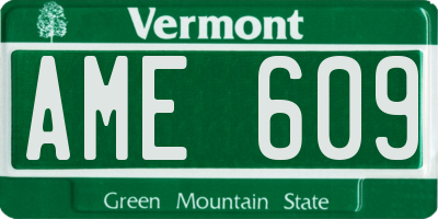 VT license plate AME609