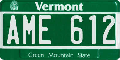 VT license plate AME612