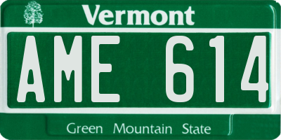 VT license plate AME614