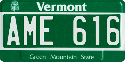 VT license plate AME616