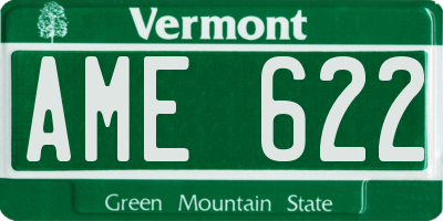 VT license plate AME622