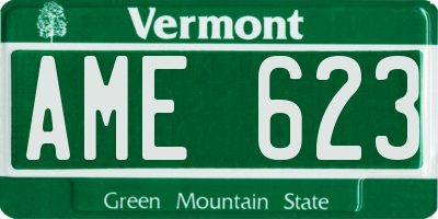 VT license plate AME623