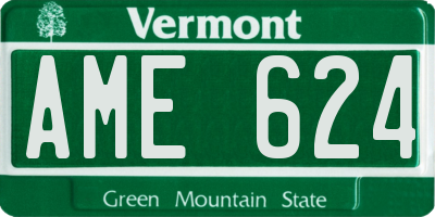 VT license plate AME624