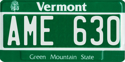 VT license plate AME630