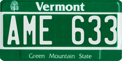 VT license plate AME633