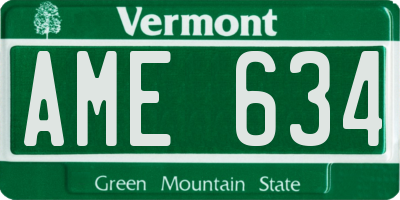 VT license plate AME634