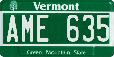 VT license plate AME635