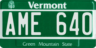 VT license plate AME640