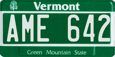 VT license plate AME642
