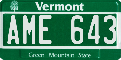 VT license plate AME643