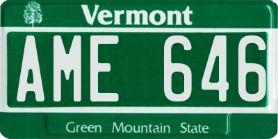 VT license plate AME646