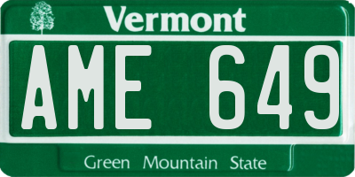 VT license plate AME649