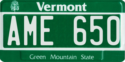 VT license plate AME650