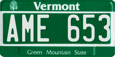 VT license plate AME653