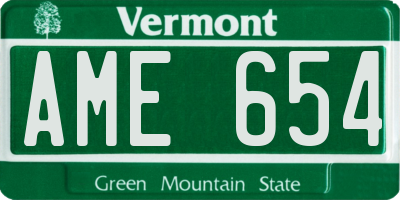 VT license plate AME654