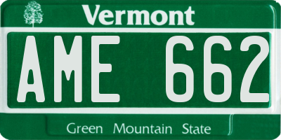 VT license plate AME662