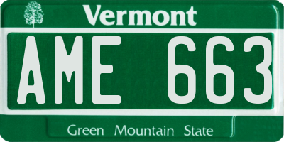 VT license plate AME663