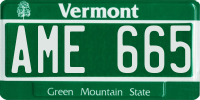 VT license plate AME665