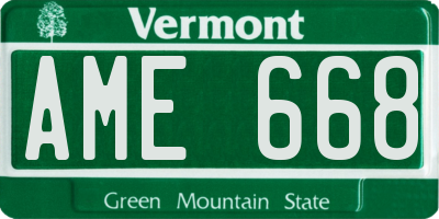 VT license plate AME668