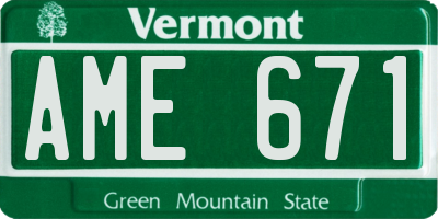 VT license plate AME671