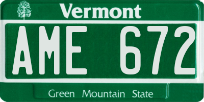 VT license plate AME672