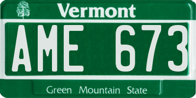 VT license plate AME673
