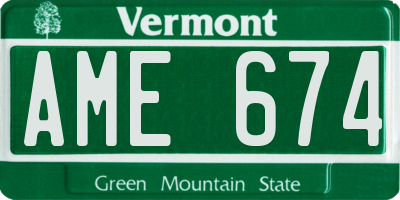 VT license plate AME674