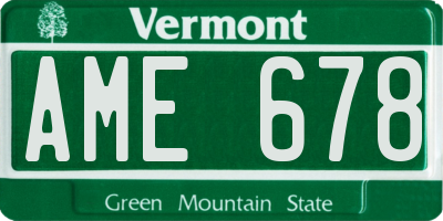 VT license plate AME678