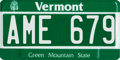 VT license plate AME679