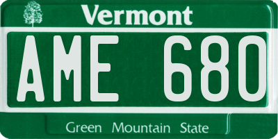 VT license plate AME680