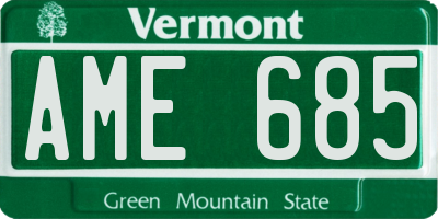 VT license plate AME685