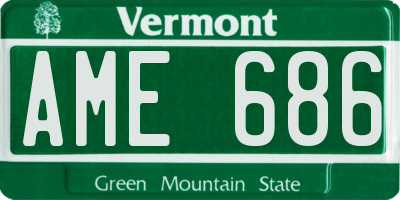 VT license plate AME686