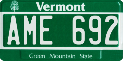 VT license plate AME692