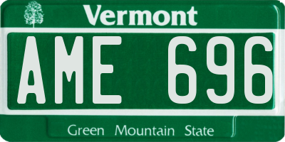 VT license plate AME696