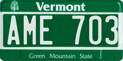 VT license plate AME703