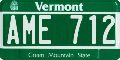 VT license plate AME712