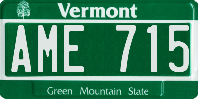 VT license plate AME715