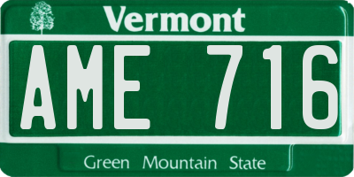 VT license plate AME716