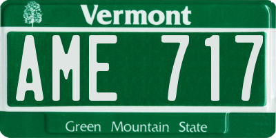VT license plate AME717