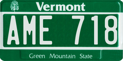 VT license plate AME718