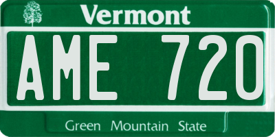 VT license plate AME720