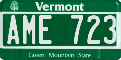 VT license plate AME723
