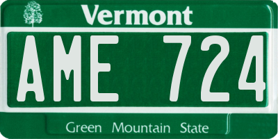 VT license plate AME724