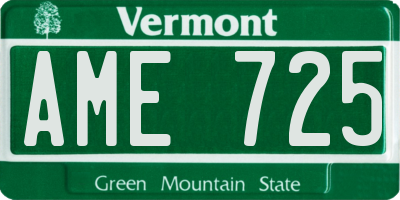 VT license plate AME725