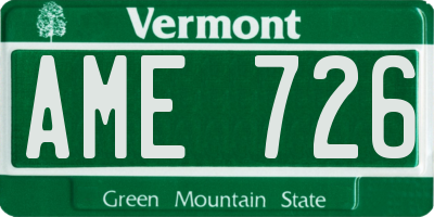 VT license plate AME726