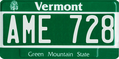 VT license plate AME728
