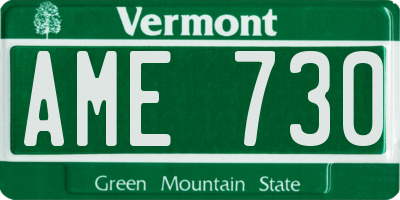 VT license plate AME730