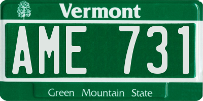 VT license plate AME731