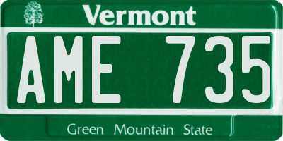 VT license plate AME735