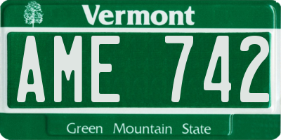 VT license plate AME742